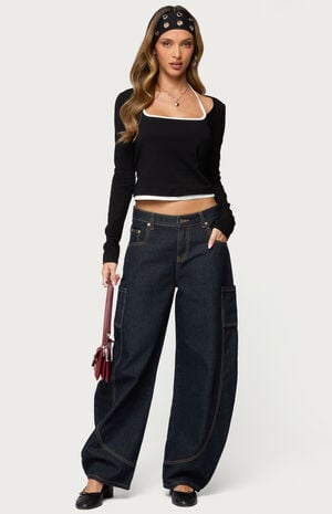 Ksenia Contrast Layered Square Neck Top image number 5