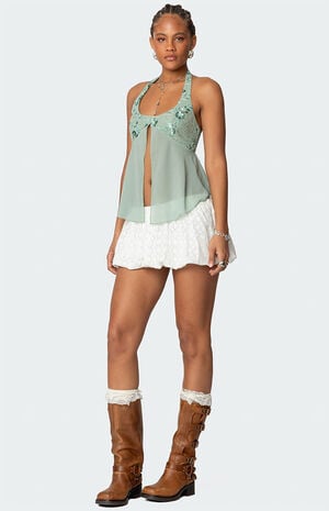 Sequin Chiffon Split Front Top image number 5