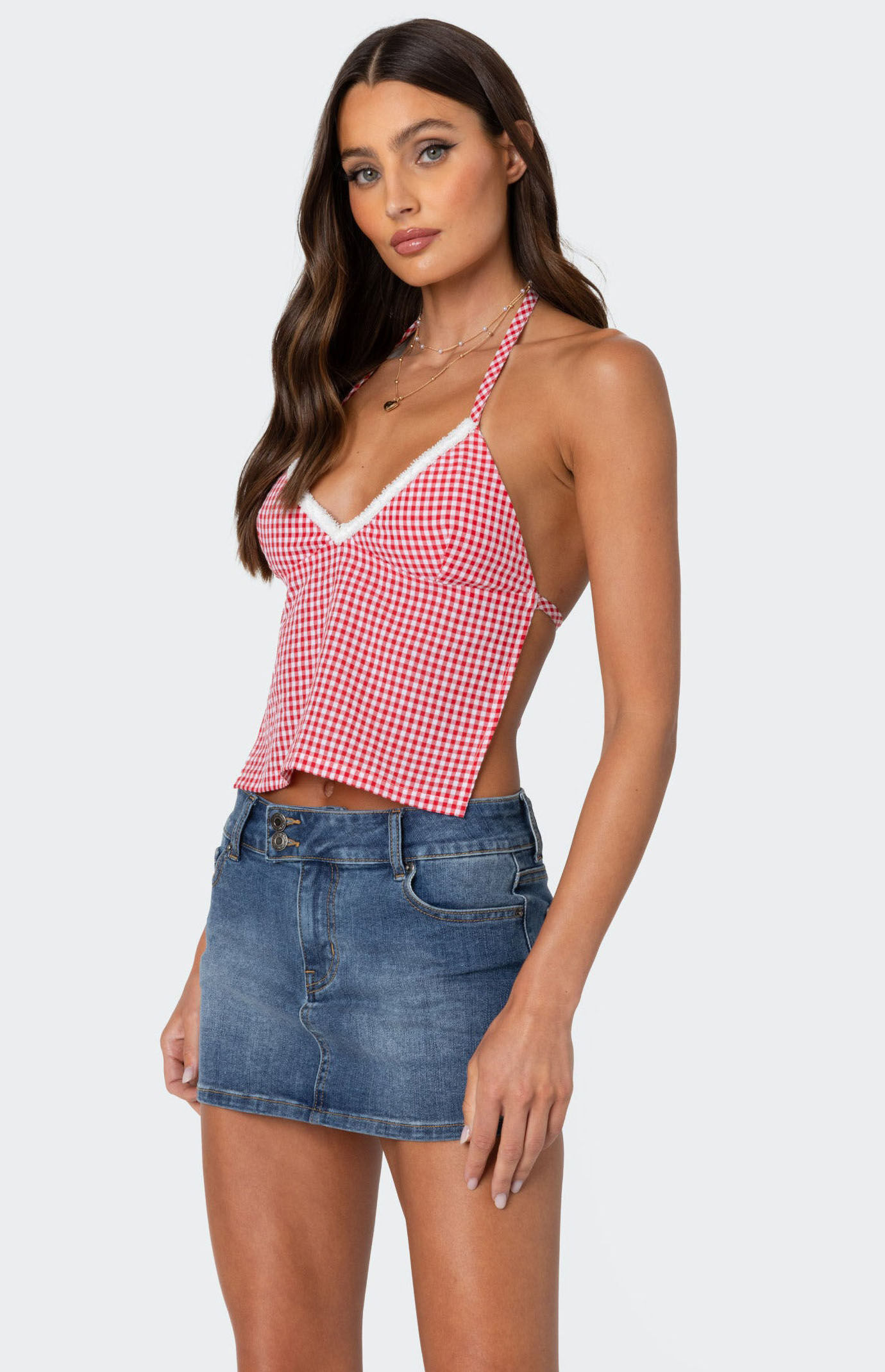 Edikted Charmaine Open Back Gingham Top | PacSun