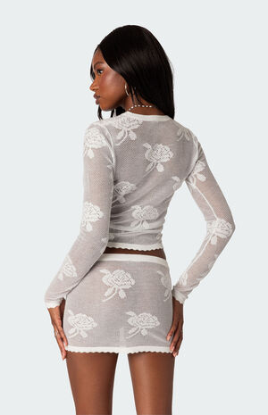 Saga Embroidered Sheer Knit Top image number 4