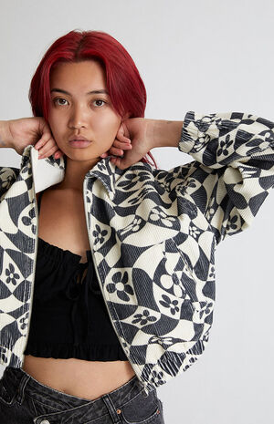Warped Floral Cropped Jacket image number 2