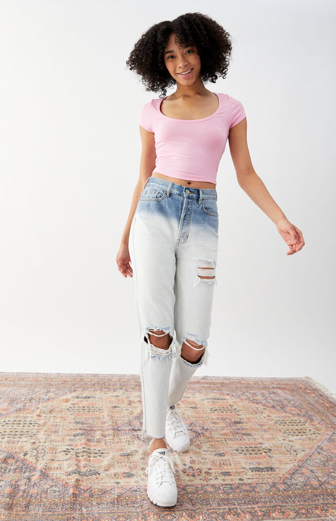 Jade Ribbed Scoop T-Shirt