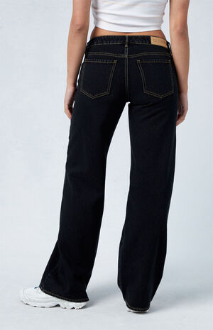 Eco Black Low Rise Wide Leg Jeans image number 4