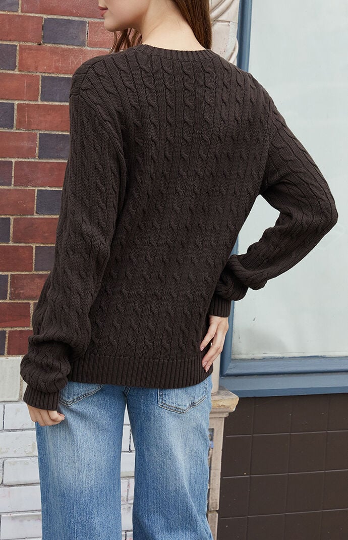 John Galt Brown Cable Knit Sweater