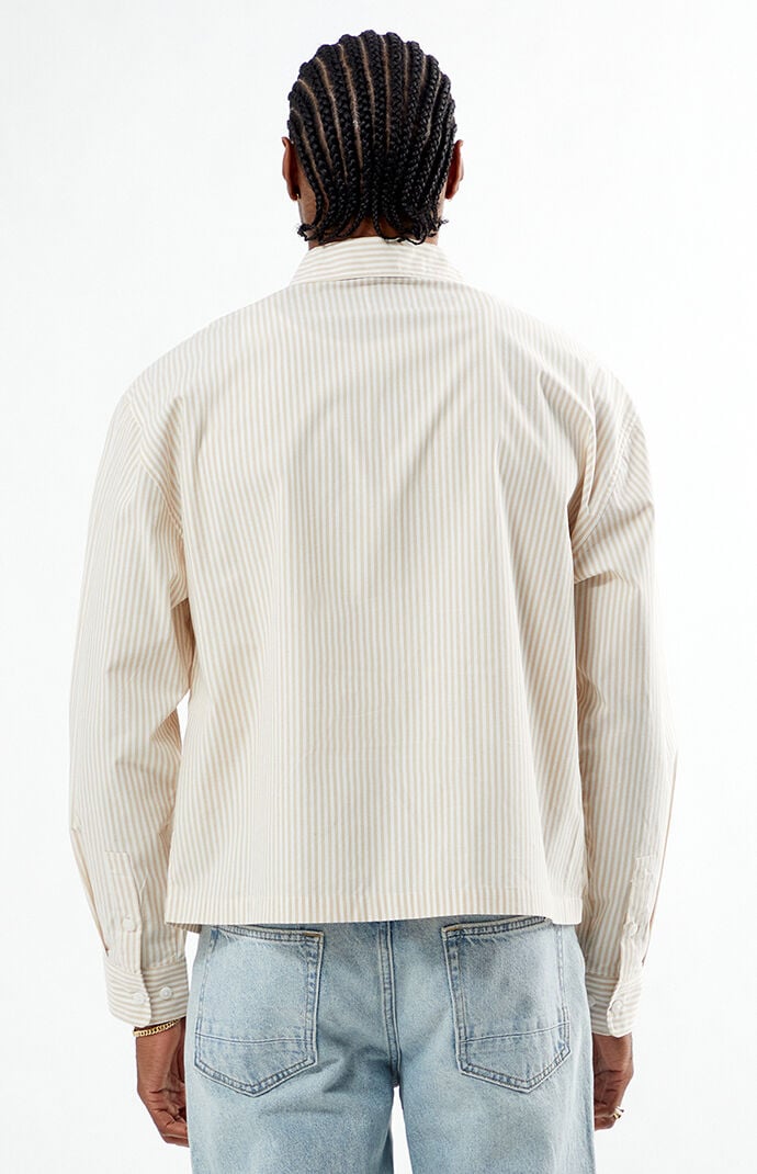 Pacsun Tan Drew Striped Long Sleeve Button Down Shirt