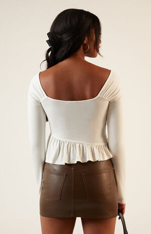 Asymmetrical Long Sleeve Babydoll Top image number 3