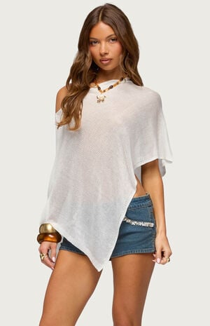 Azalia Asymmetric Knit Poncho image number 1