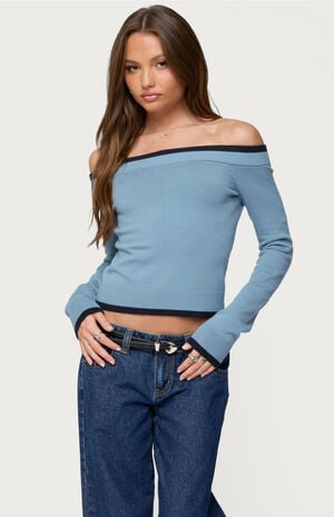Kezzie Contrast Off Shoulder Knit Top image number 1