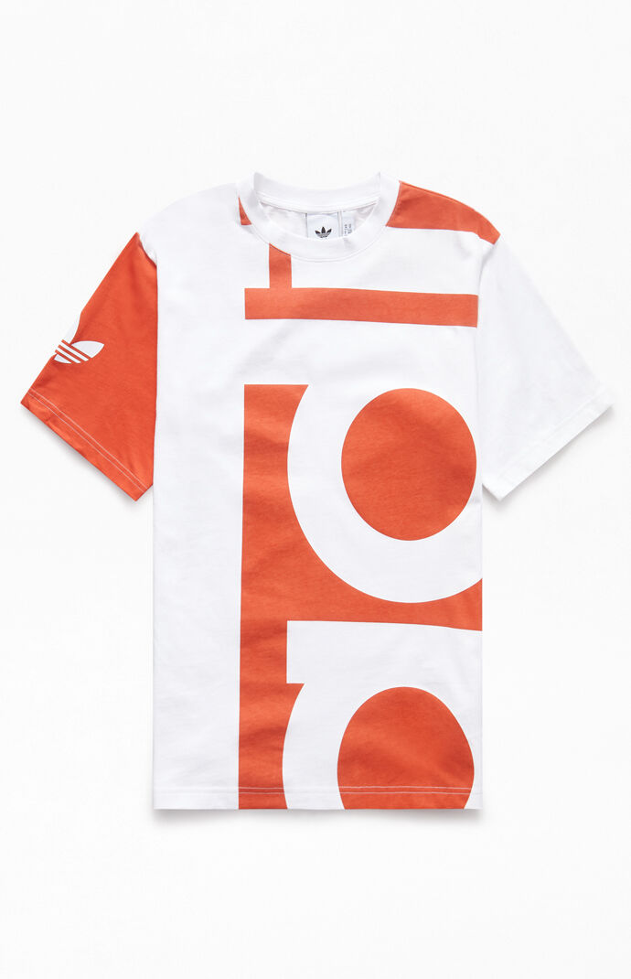 white and orange adidas shirt