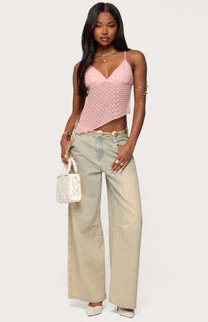 Beaded Mesh Asymmetric Backless Top image number 5