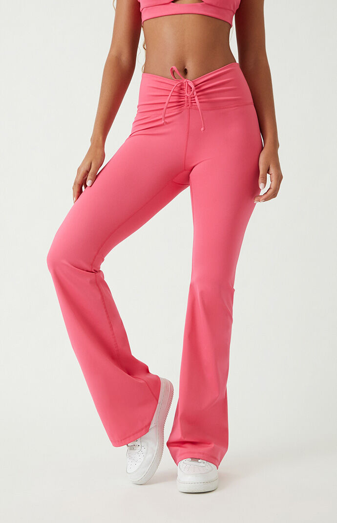 Pink flare yoga pants deals