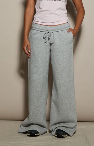 Heather Grey Ultra Soft Fleece Baggy Sweatpants image number 2