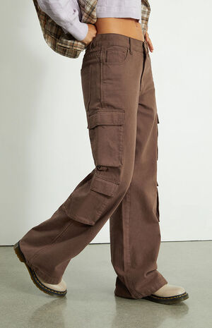 Eco Brown Baggy Cargo Pants image number 4