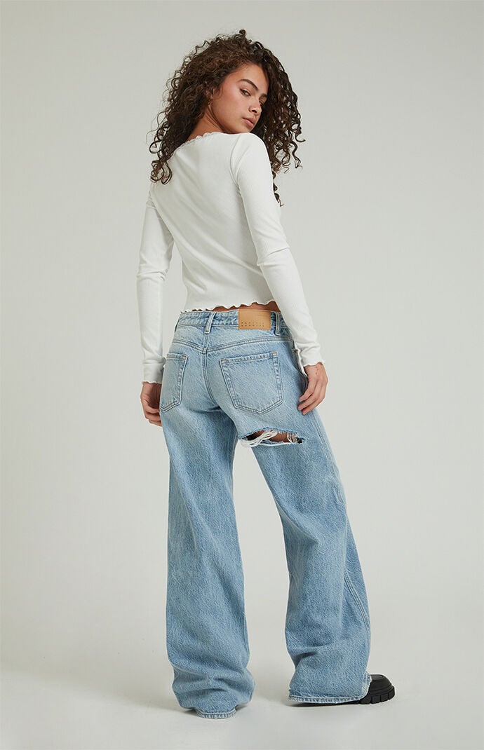 Pacsun Casey Light Indigo Butt Slit Low Rise Baggy Jeans