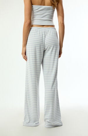 Blue & White Lounge Striped Baggy Pants image number 4