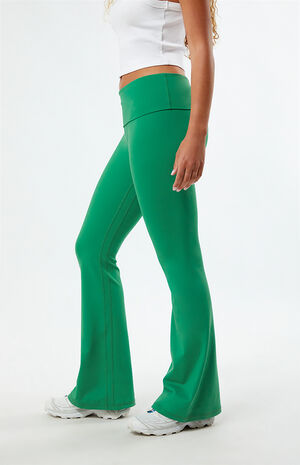PAC WHISPER Green Active Fold-Over Waistband Flare Yoga Pants image number 3