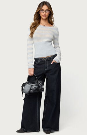 Cornella Boat Neck Striped Knit Top image number 5