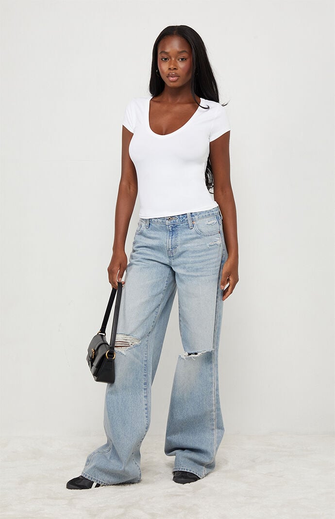 Your Favorite Lucy Deep V Short Sleeve Top