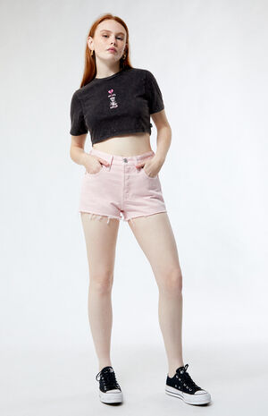 501 Original Fit Dusty Pink High Waisted Denim Shorts image number 4