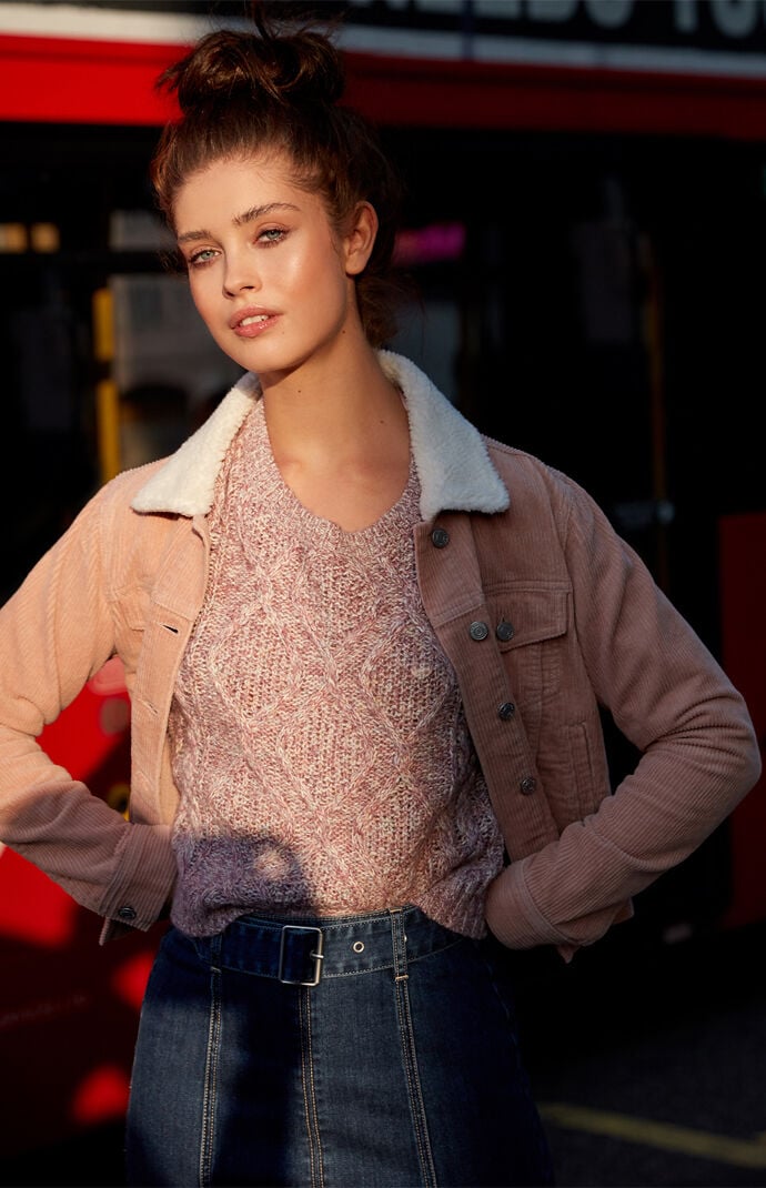 pacsun sherpa corduroy trucker jacket