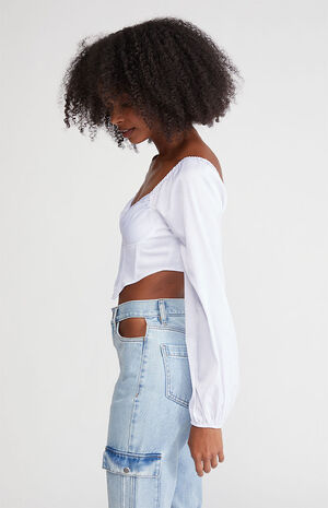 Satin Long Sleeve Corset Top image number 3