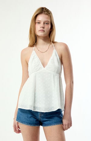 Julie Eyelet Halter Babydoll Top image number 2