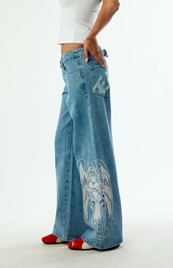 Ed Hardy Cross Wings Low Rise Baggy Jeans