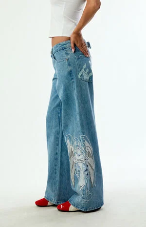 Cross Wings Low Rise Baggy Jeans image number 4