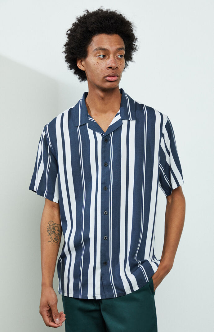 Burg Striped Camp Shirt