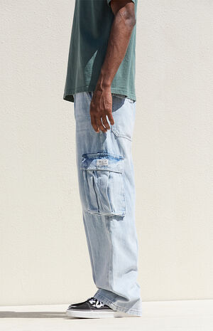 Light Indigo Baggy Cargo Jeans image number 3
