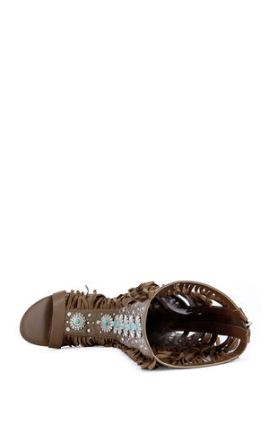 Women's Dustine Brown Fringe Sandal Booties image number 4