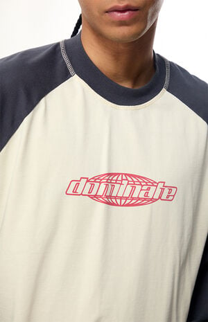 Blue & White Dominate Heavyweight Cropped Long Sleeve T-Shirt image number 2
