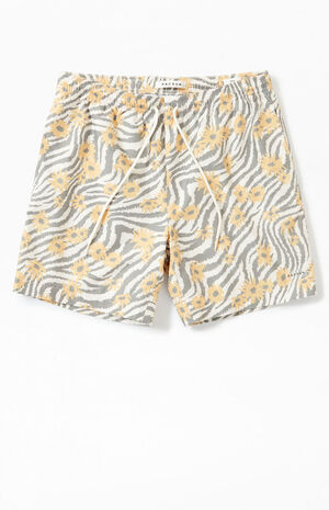 Zebra Flower 6.5" Swim Trunks image number 1