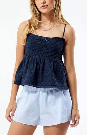 Ruched Bow Tie Babydoll Top image number 2