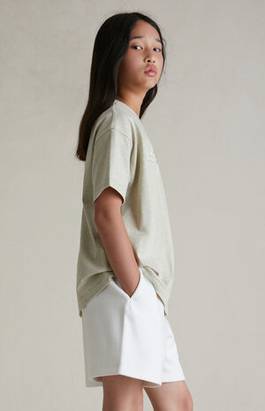 Kids Cloud White Fleece Soccer Sweat Shorts image number 3