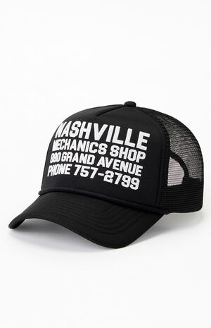 Black Nashville Mechanics Shop Trucker Hat image number 4