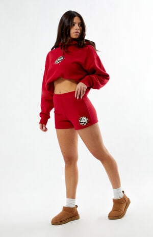 Leopard 8 Ball Applique Slim Sweat Shorts image number 5