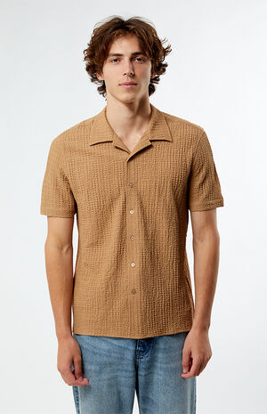 Pointelle Textured Woven Camp Shirt image number 1