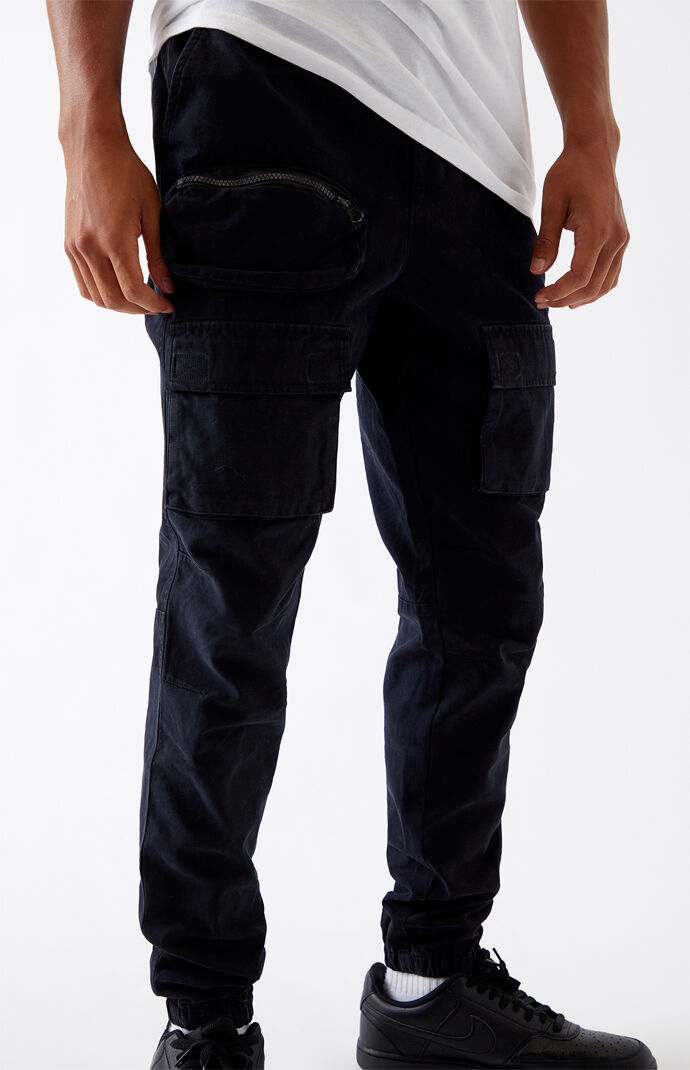 Black Slim Cargo Jogger Pants