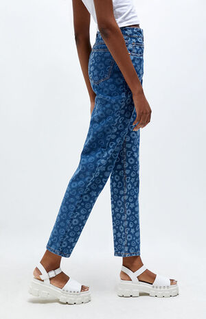 Dark Blue Printed Dad Jeans image number 3