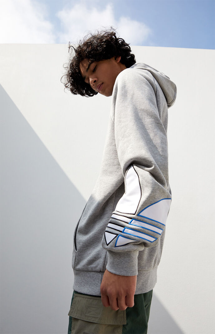 Heather Grey Tricolor Trefoil Hoodie