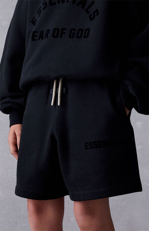 Essentials Jet Black Sweat Shorts image number 5