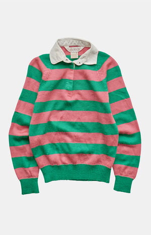 '80s Striped Long Sleeve Polo Top image number 1
