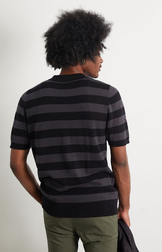 Striped Zip Knit Polo Shirt