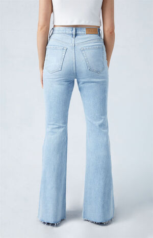 Eco Stretch Light Indigo High Waisted Flare Jeans image number 4