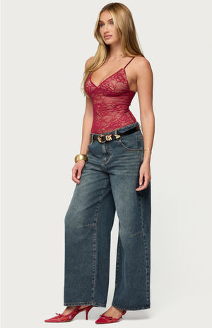 Nolyn Sheer Lace V Neck Bodysuit image number 4