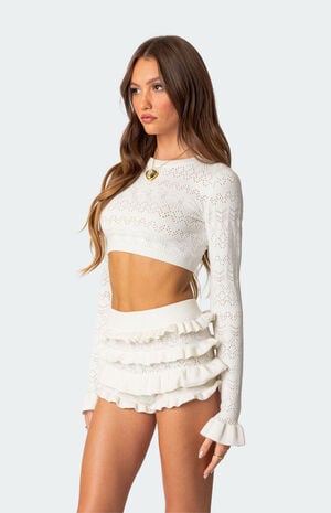Delana Embroidered Knit Crop Top image number 4