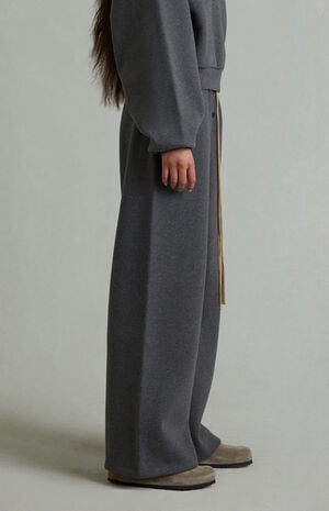 Women's Charcoal Heather Lounge Fleece Baggy Sweatpants image number 4