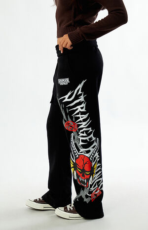 x Stranger Things Black Hellfire Club Baggy Sweatpants image number 4