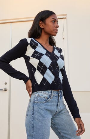 Blue Elizabeth Argyle Cardigan image number 3